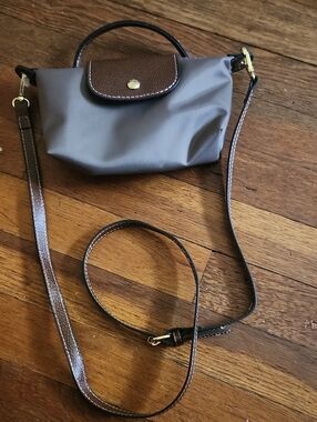 Taupe Crossbody Bag with Brown Trim - Small Convertible Shoulder Bag